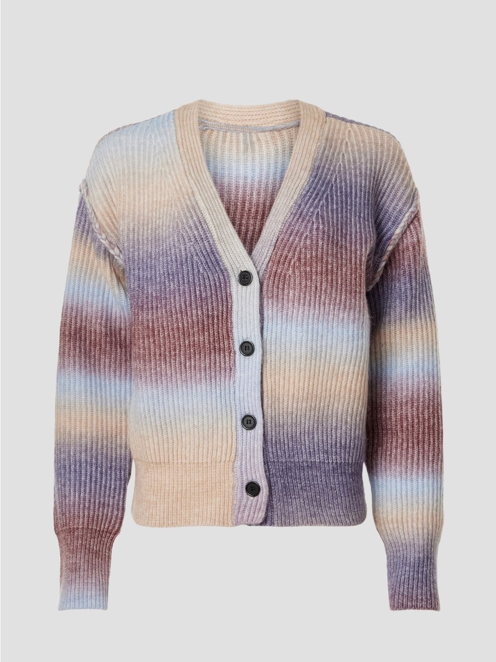 Gradient Ribbed Button-Front Cardigan Sweater - Pastel Multi - Picture 5 of 8